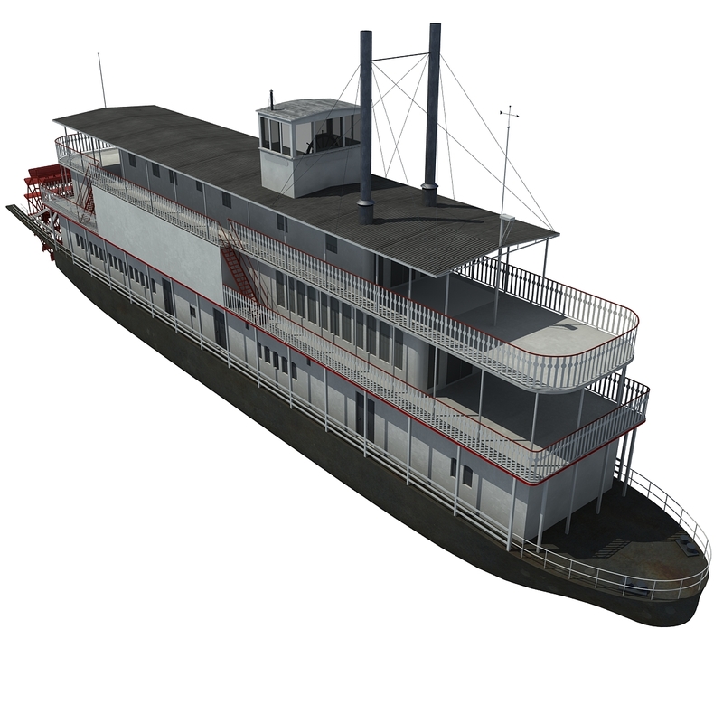 historic steam boat 3d model