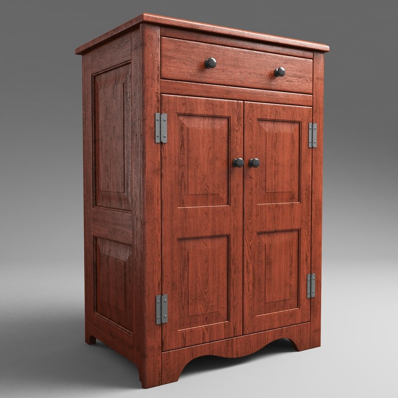  3d  model realistic wooden cabinet 