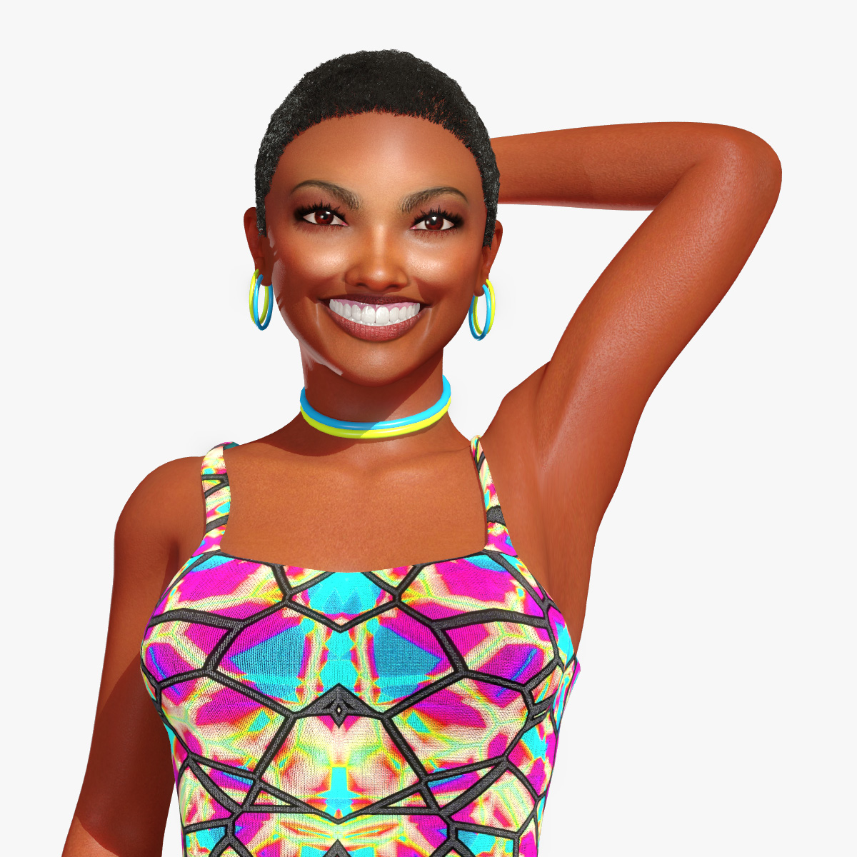 Rigged African American Woman Hair 3d Max