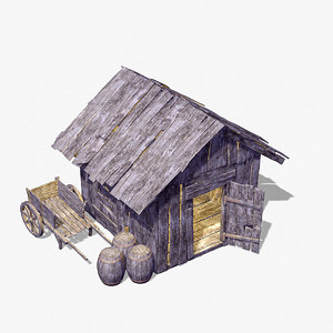 old wooden hut 3d max