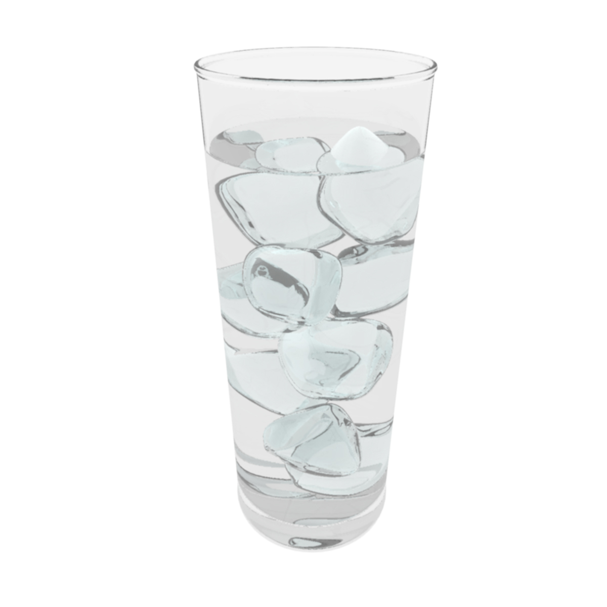 3d glass water ice cubes