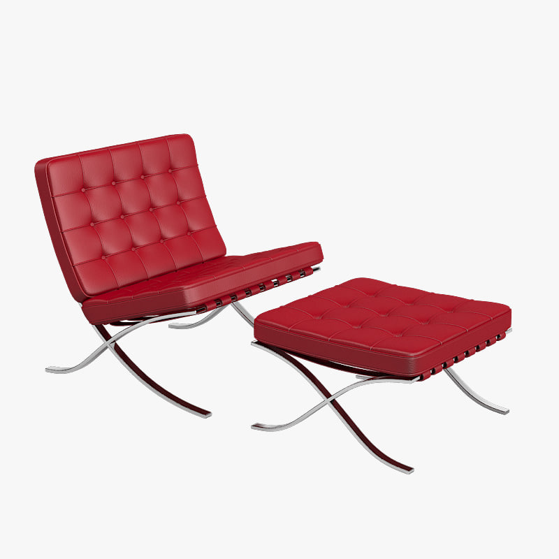 knoll barcelona chair stool 3d max