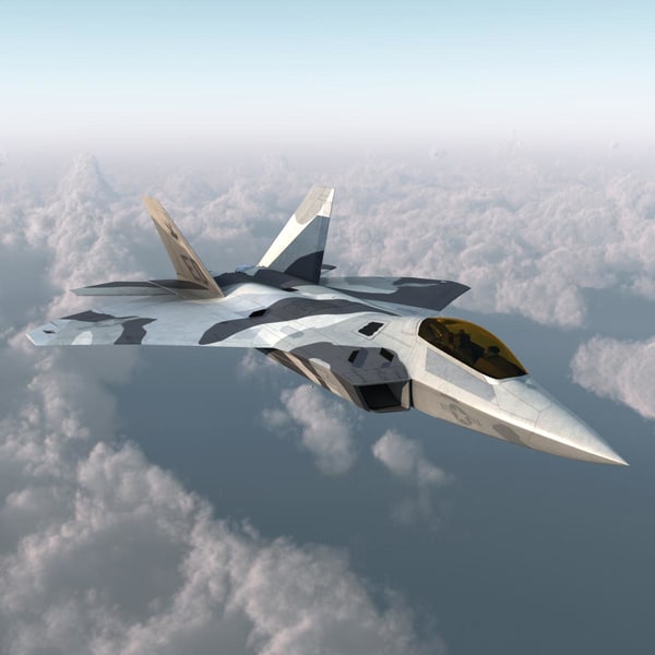 3d f-22 raptor 3 rigged model