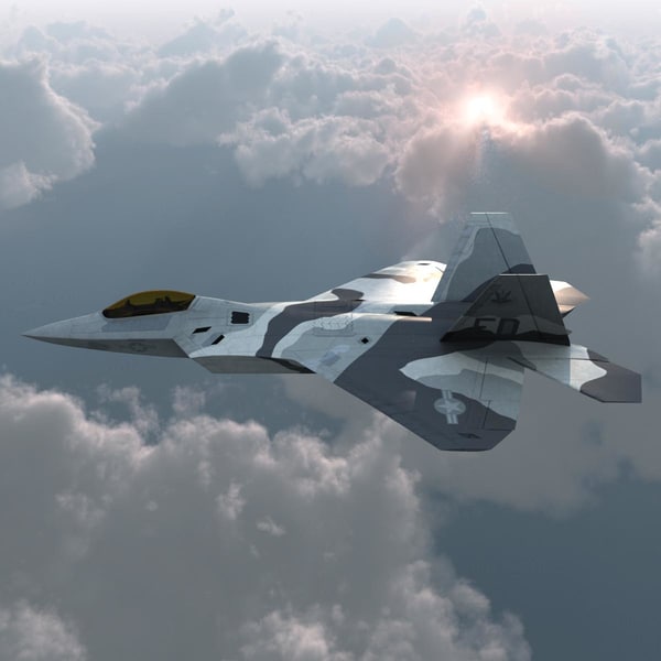 3d f-22 raptor 3 rigged model