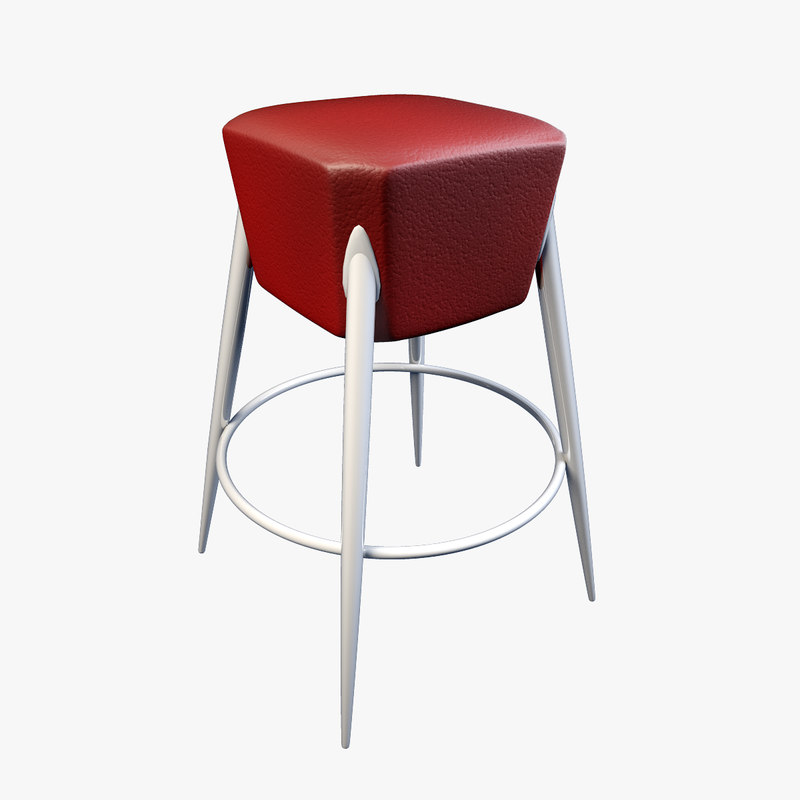3d red leather bar chair