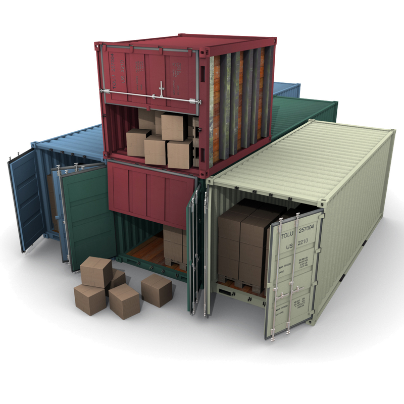 4 containers 3d model