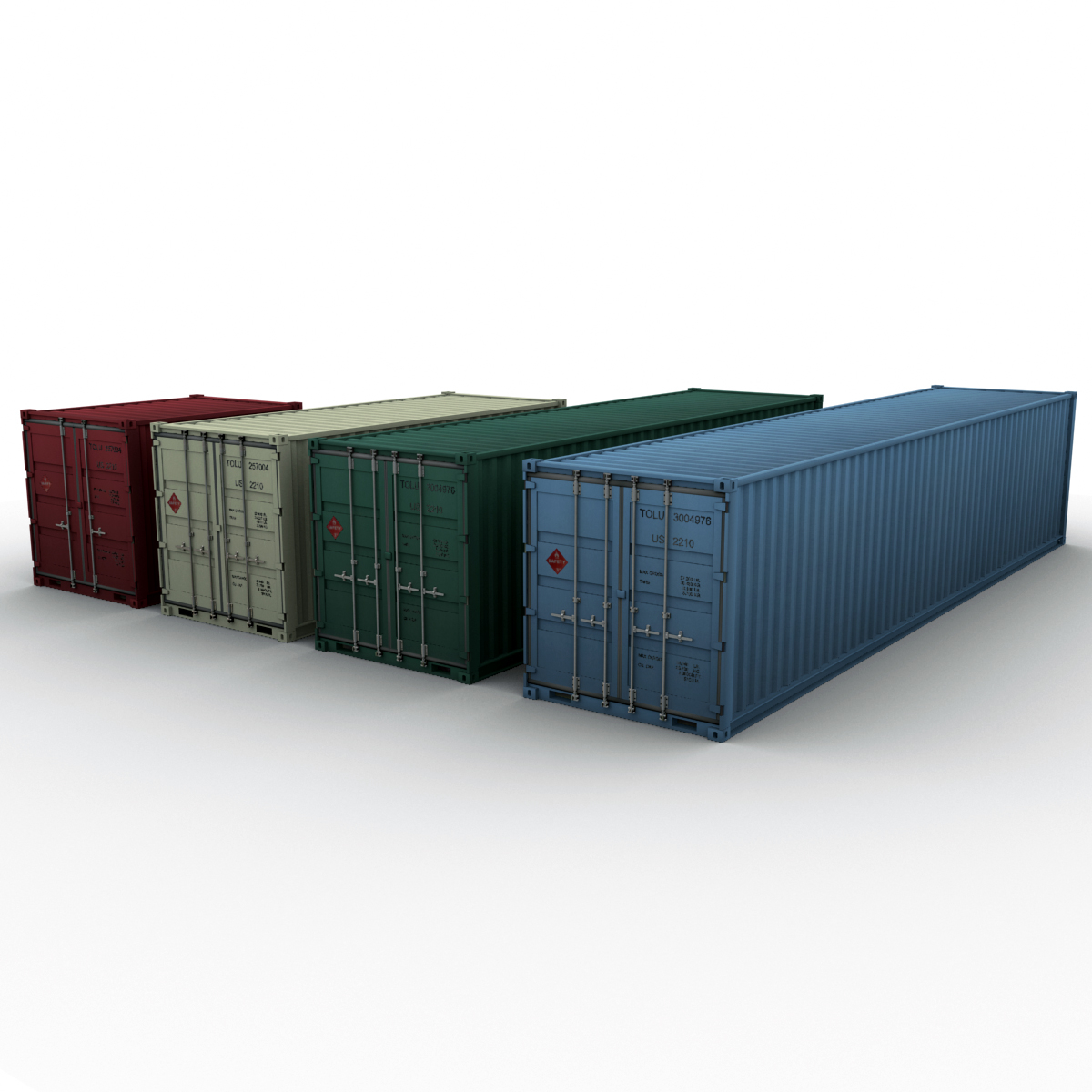 4 containers 3d model