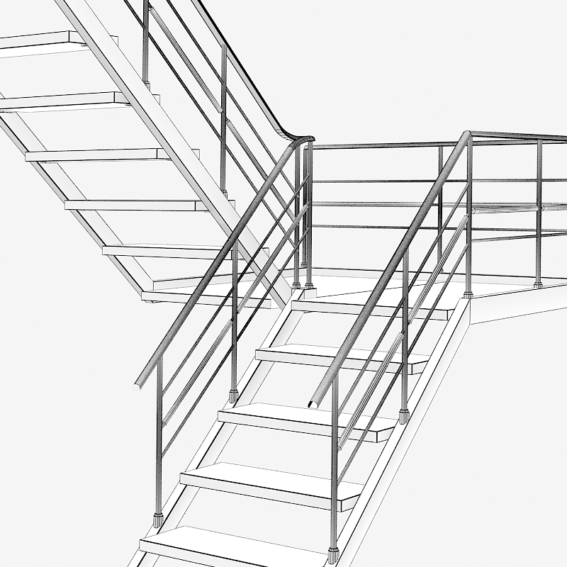 open wooden staircase 3d model