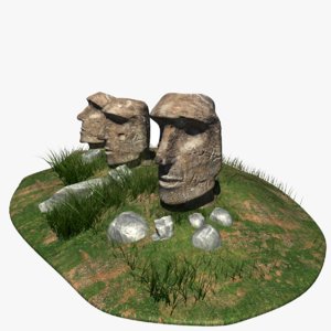 easter moai wonder statues 3d max