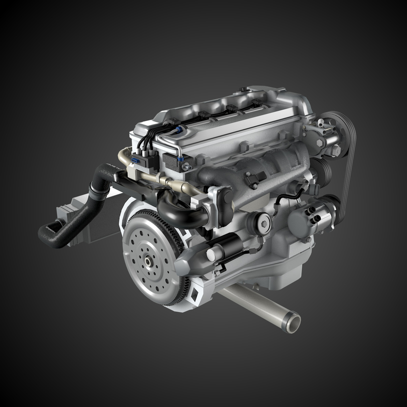 3d model generic 4 cylinder car engine