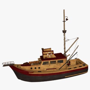 3d wooden fishing boat
