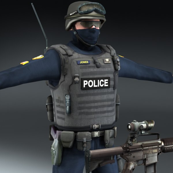 police swat rigged 3d max