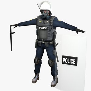 riot police officer 3d max