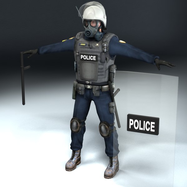 riot police officer 3d max