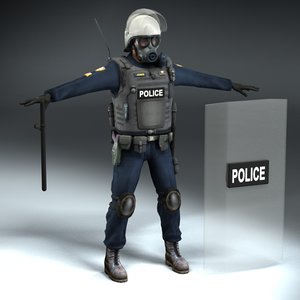 3d riot police officer