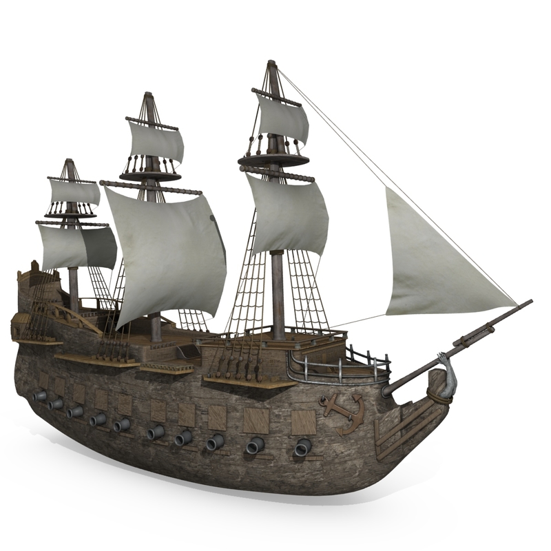 obj old pirate medieval ship