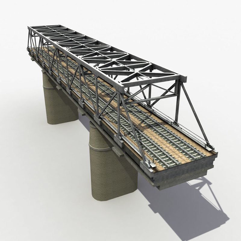 bridge railway rail 3d model