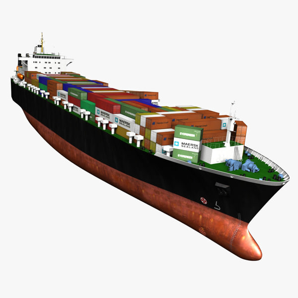 ro-ro container ship cargo 3d model