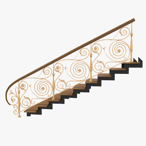 3d wrought iron stair railing model