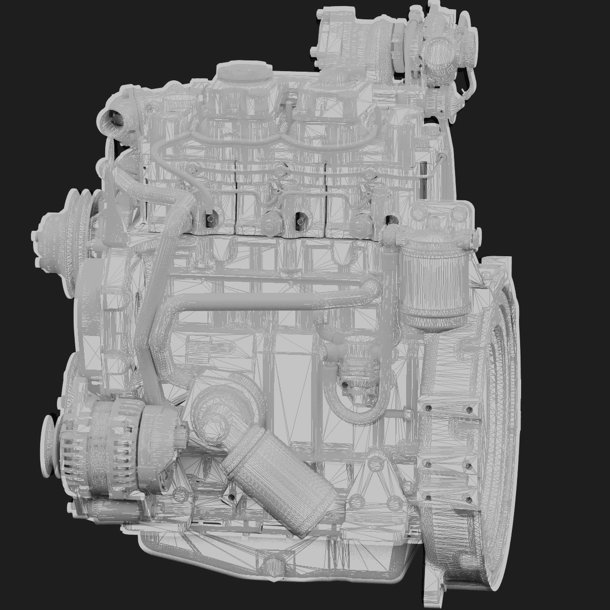 diesel truck engine 3d model