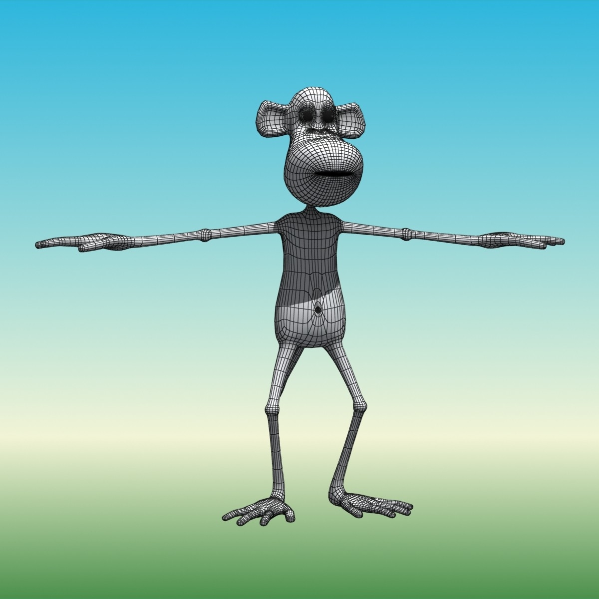 3dsmax cartoon monkey rigged