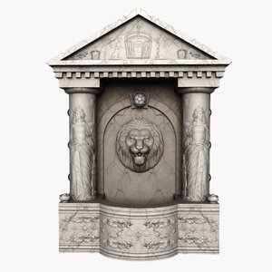 3d fountain doric marble