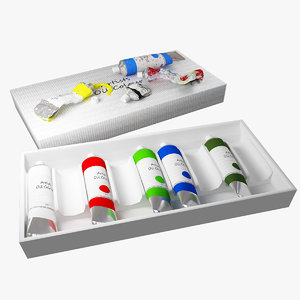 3d model of oil paint tubes