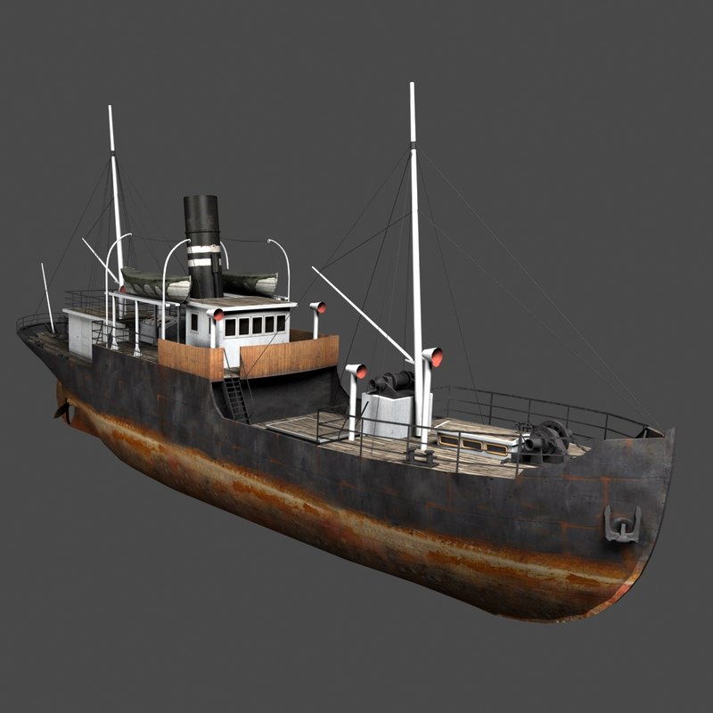 old steam ship 3d model
