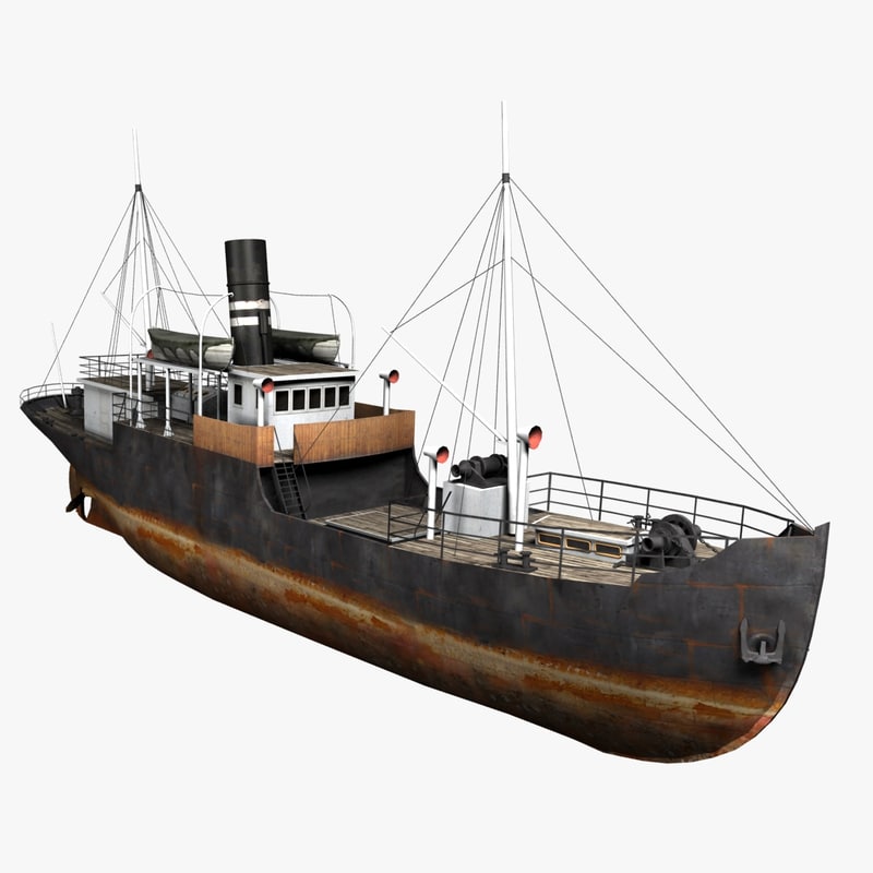 old steam ship 3d model