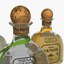 3d realistic set tequila liquor bottle