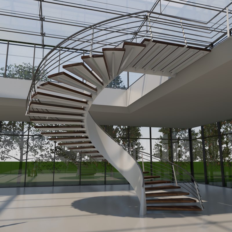 real floating helical staircase 3d c4d