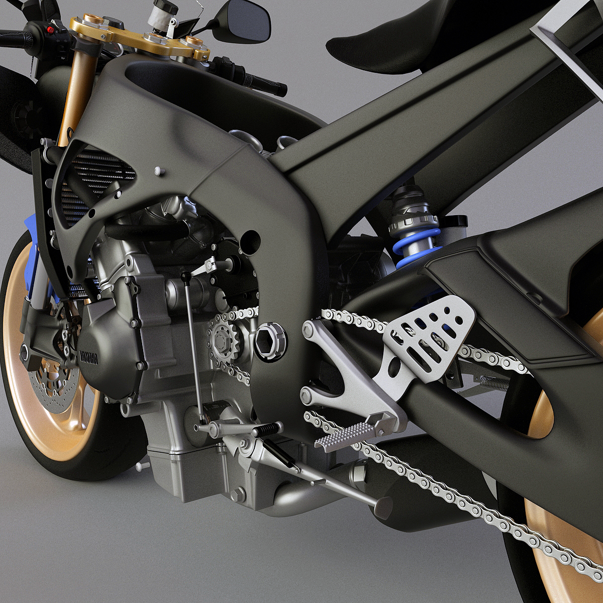 3d model yamaha r6 motorcycle engine