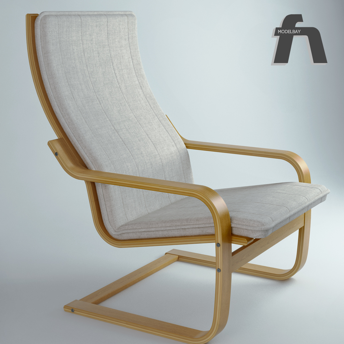 3d model ikea poang chair