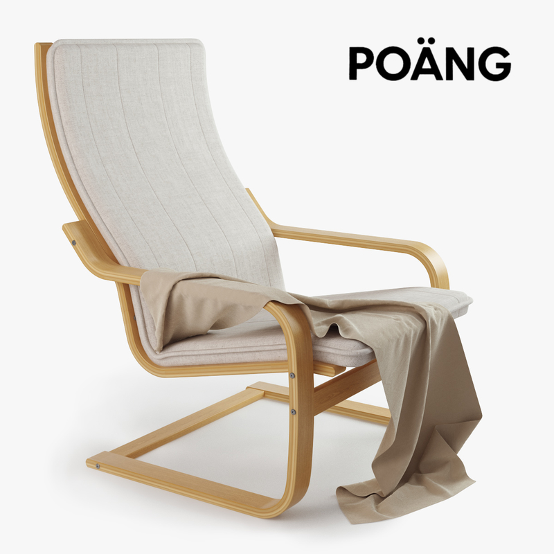 3d model ikea poang chair