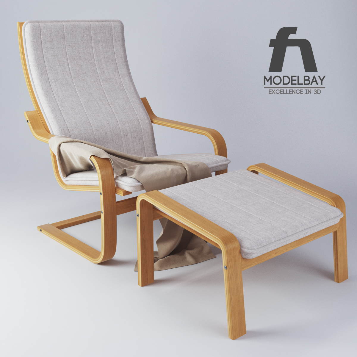 3d Model Ikea Poang Chair