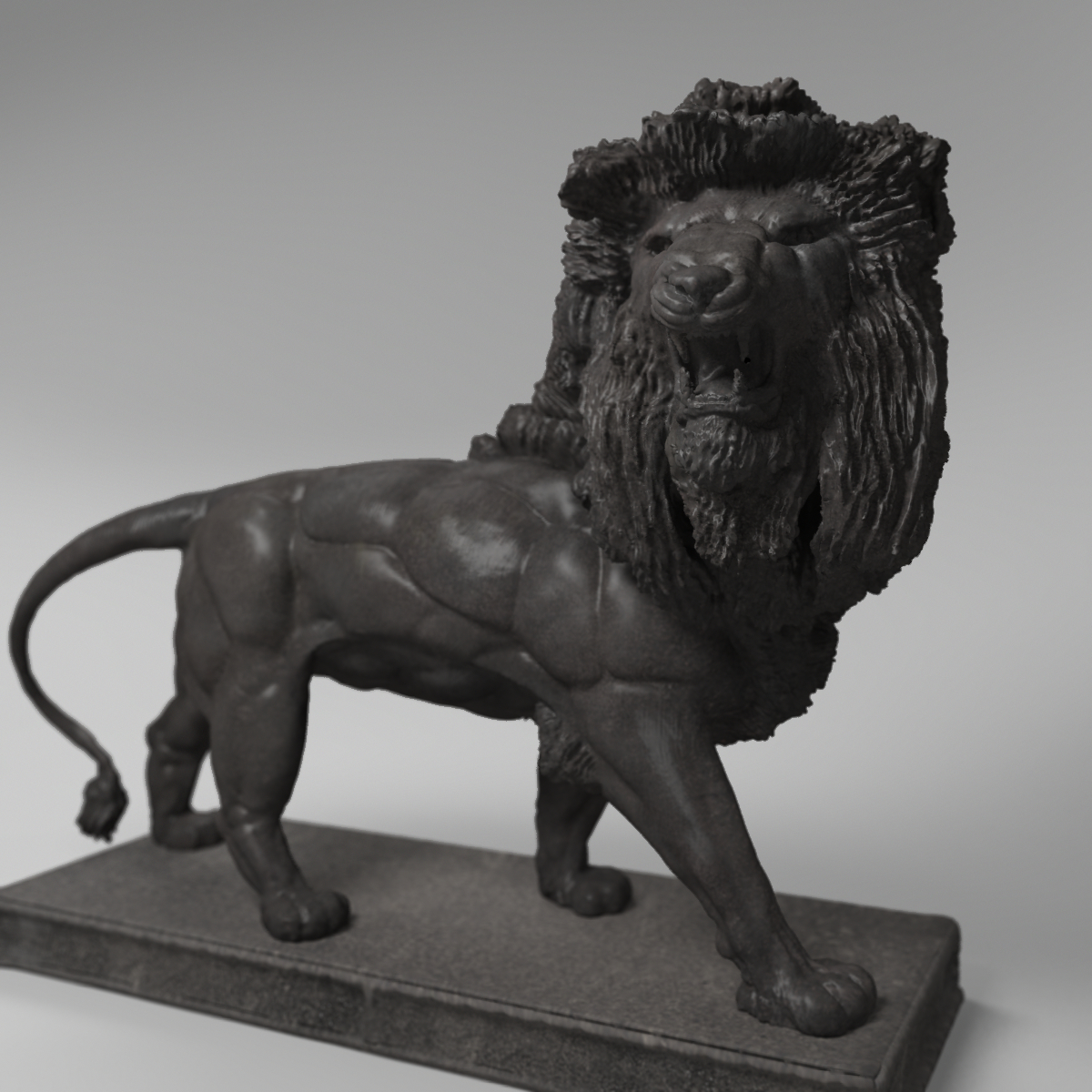 3d metal lion statue