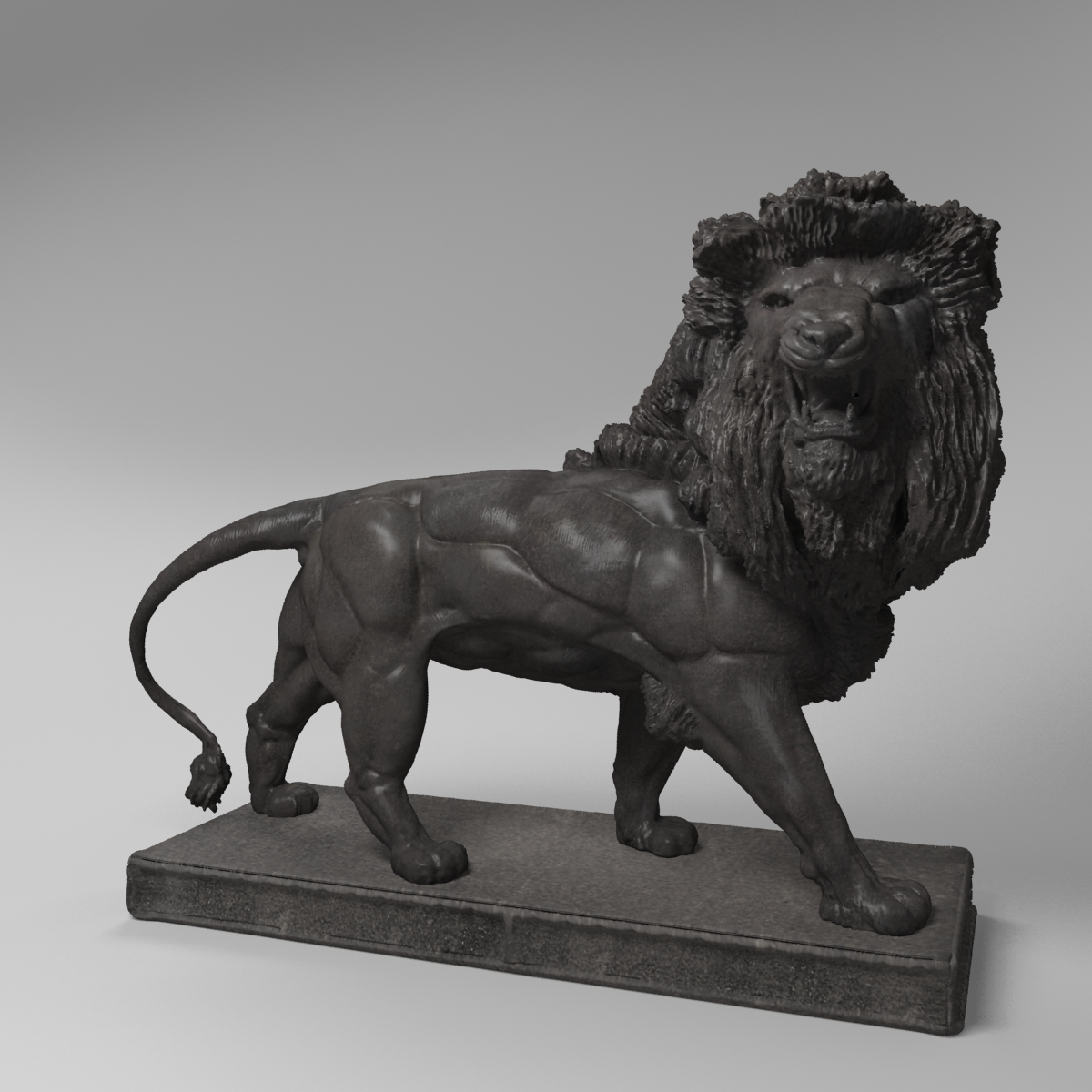 3d metal lion statue