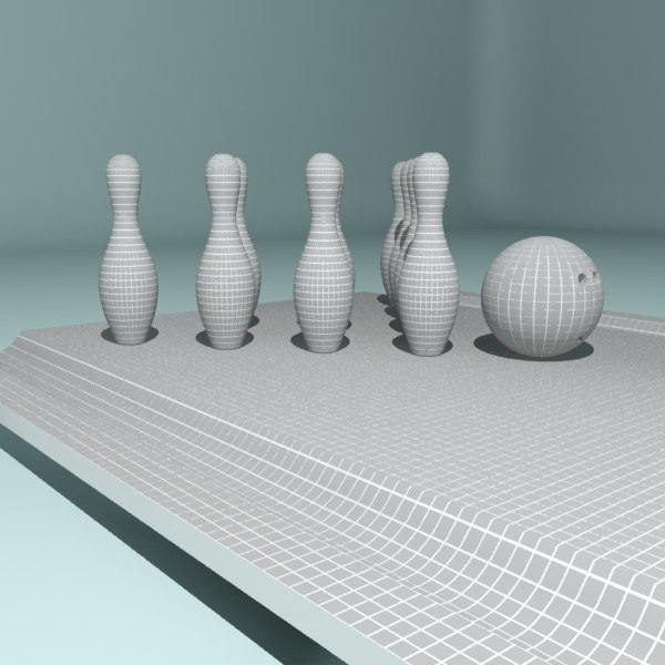 3d model bowling pins ball