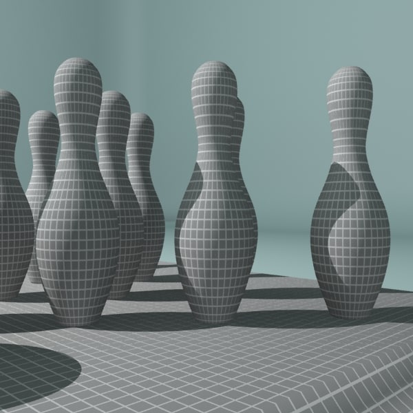 3d model bowling pins ball
