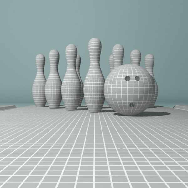 3d model bowling pins ball