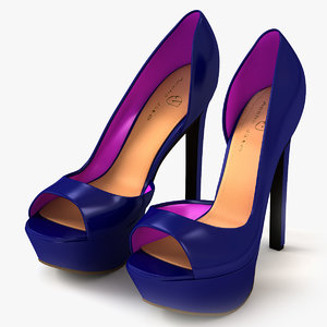 heel toe shoes blue 3d model
