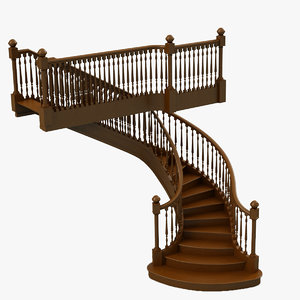 3d wooden staircase stair model