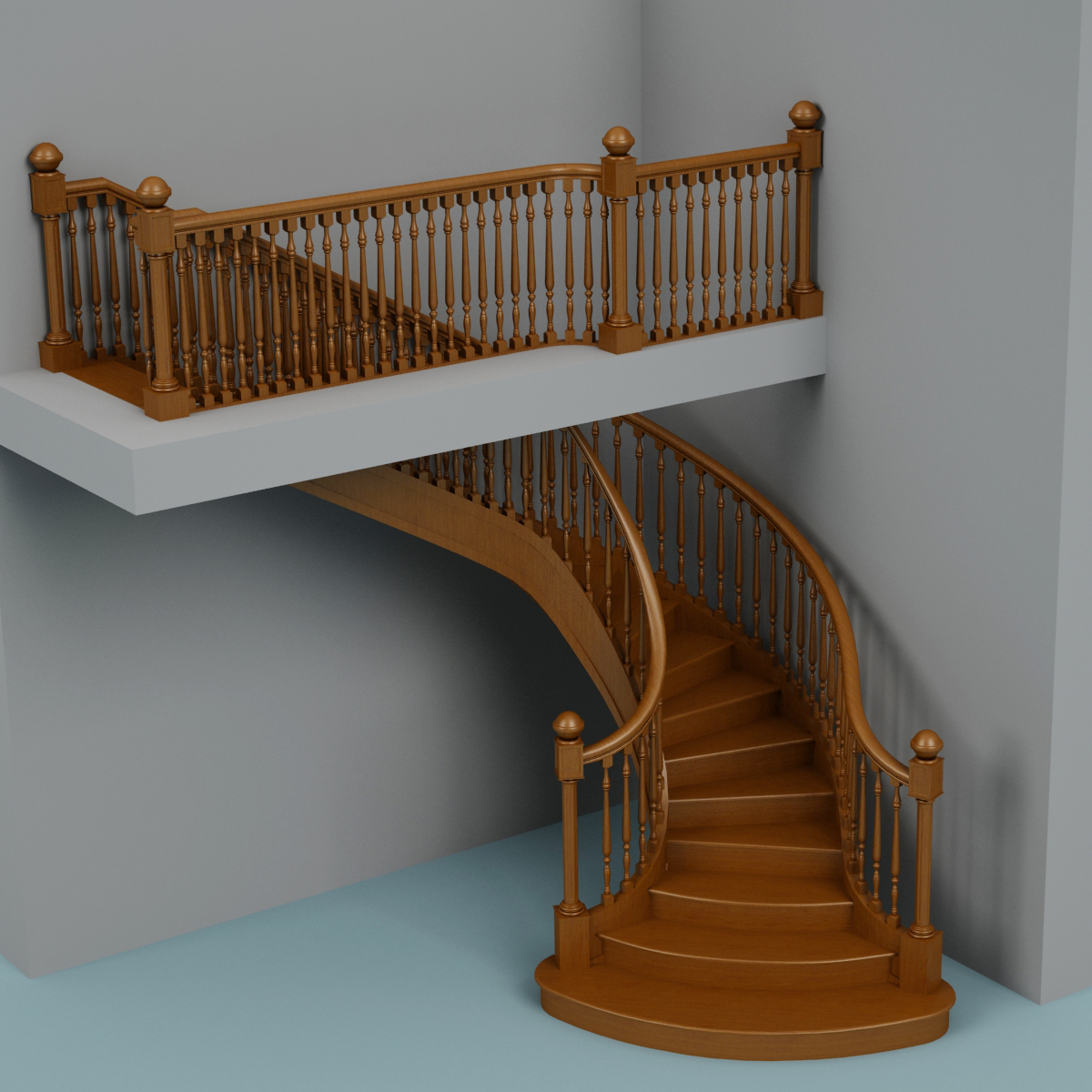 3d wooden staircase stair model