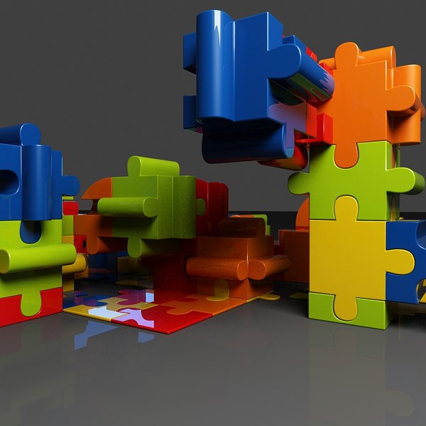 3d model jigsaw puzzle building blocks
