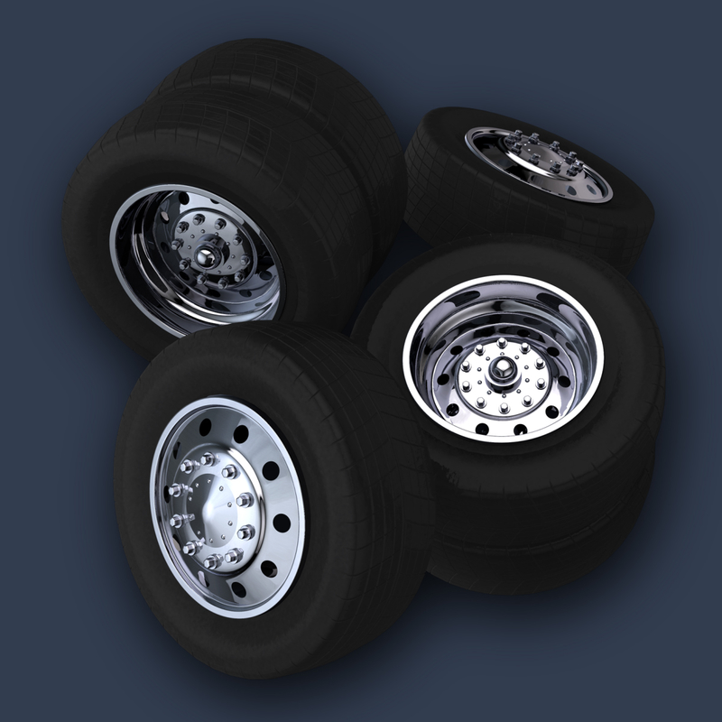 truck wheels 3d c4d