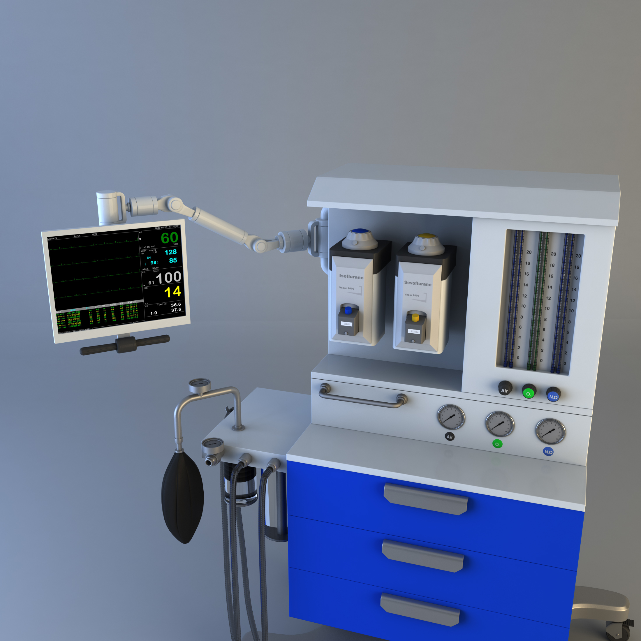 3d model anesthesia machine