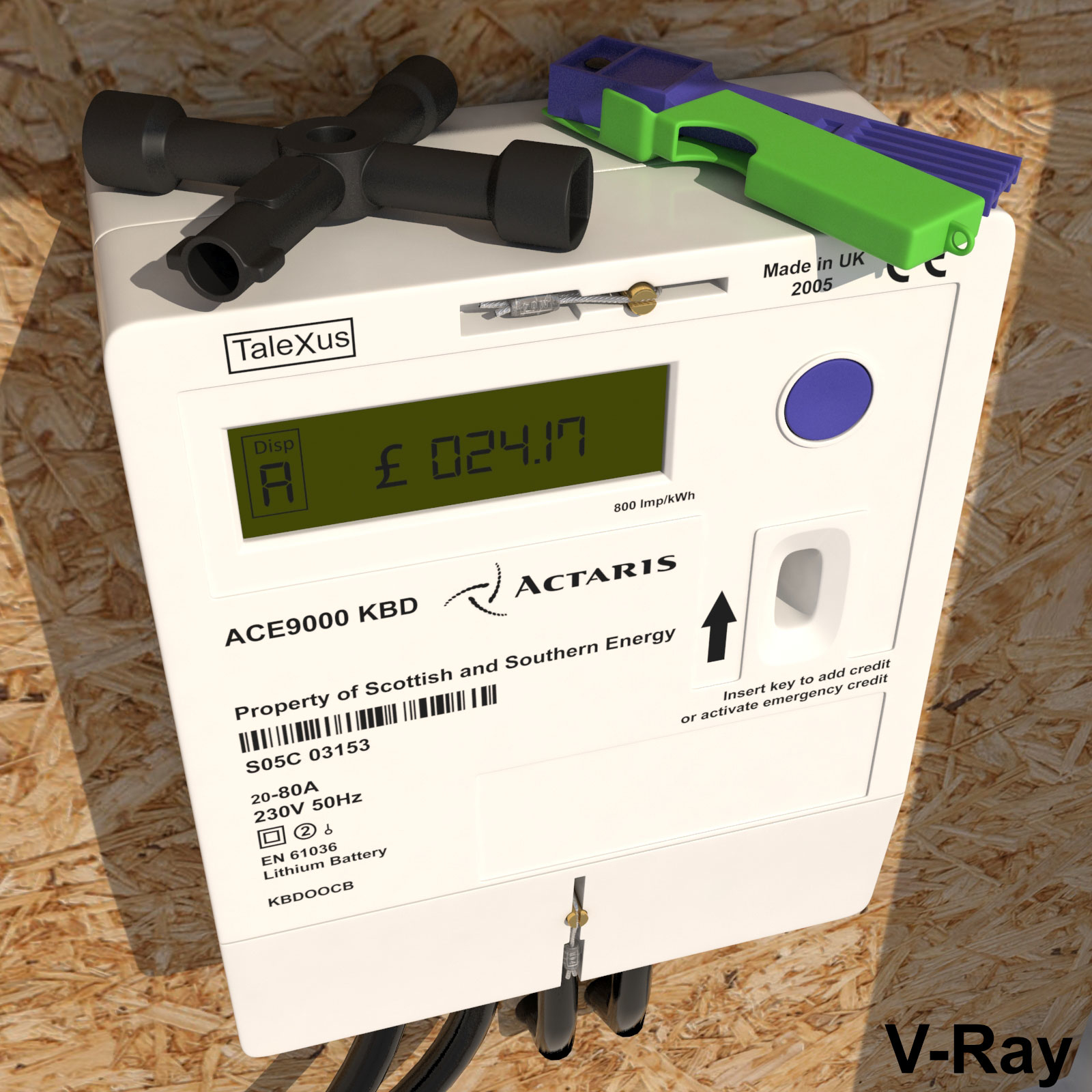 3d model electricity key meter