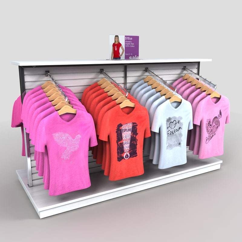 3d model display women t-shirts