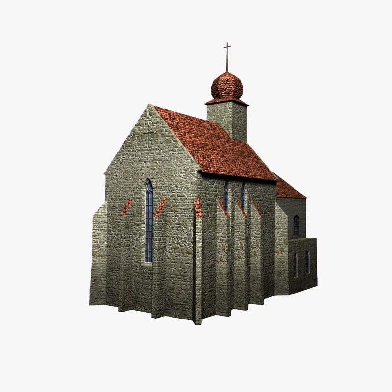 3d max low-poly medieval church