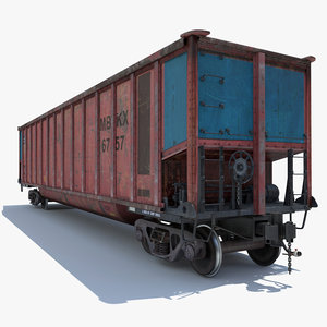 railway coal car cargo train 3d model
